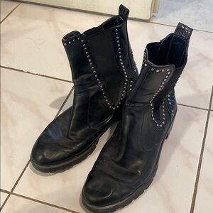 Studded Black Ankle Boots Zara